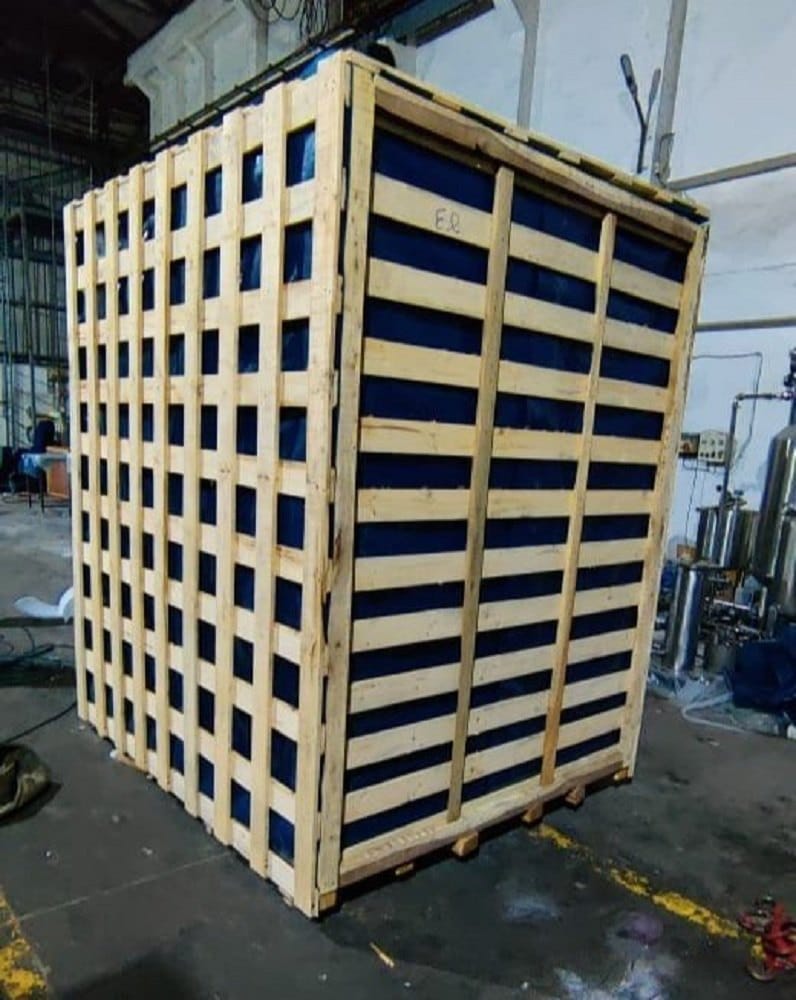Wooden crates in warehouse