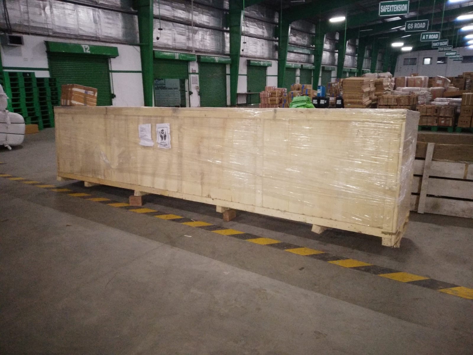 Wooden crates in warehouse